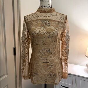 Elegant Lace Women Top in Tan